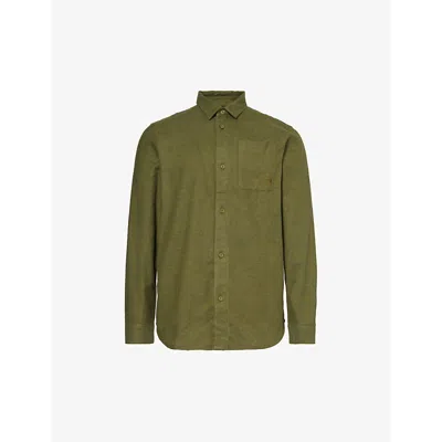 The North Face Mens Forest Olive Patch-pocket Brushed-texture Cotton Shirt