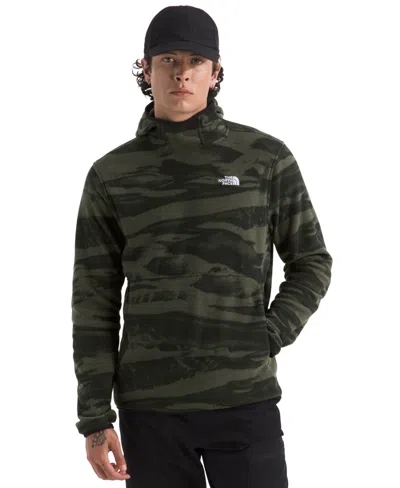 The North Face Men's Glacier Fleece Pullover Print Hoodie In Green