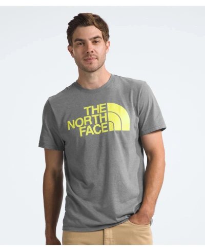 The North Face Men's Half-dome Logo T-shirt In Tnf Medium Gray Heather,lemon Yellow