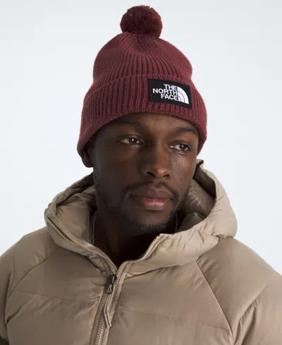 The North Face Men's Logo Box Pom Beanie In Red