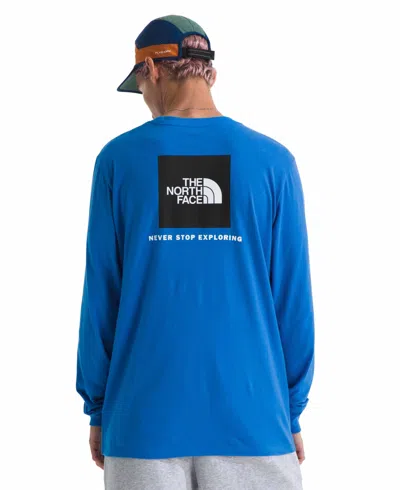 The North Face Men's Long Sleeve Box Never Stop Exploring T-shirt In Hero Blue
