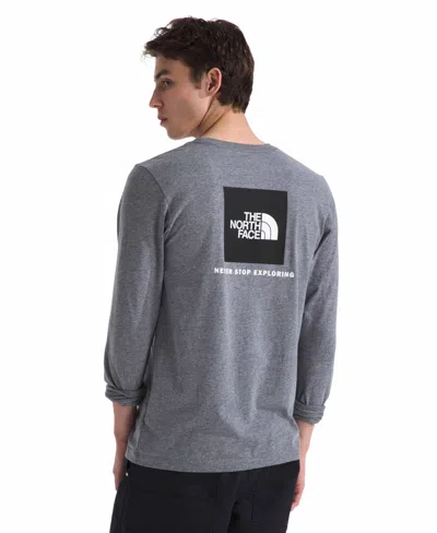 The North Face Men's Long Sleeve Box Never Stop Exploring T-shirt In Mid Gray Heather