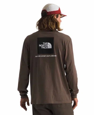 The North Face Men's Long Sleeve Box Never Stop Exploring T-shirt In Smokey Brown