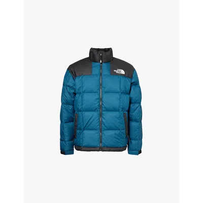 The North Face Mens Lhotse Brand-embroidery Regular-fit Shell-down Jacket Midnight Petrol Xl In Blue