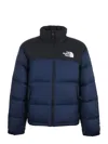 The North Face Padded High-collar Down Jacket With Detachable Hood In Blue