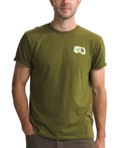 The North Face Men's Short Sleeve Brand Proud T-shirt In Forest Olive,astro Lime