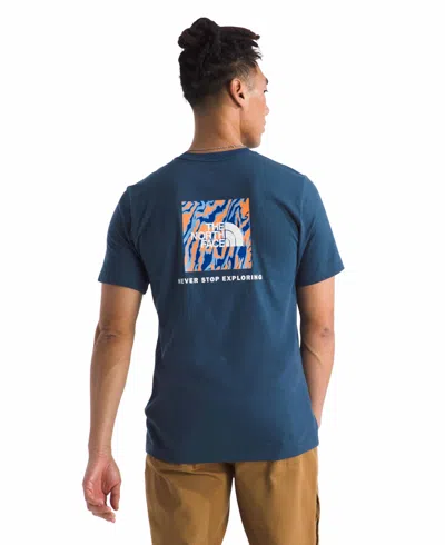 The North Face Men's Short Sleeve Core Wavy Lines Box Never Stop Exploring T-shirt In Shady Blue