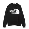 The North Face Logo Hoodie Kangaroo Pocket Ribbed Cuffs In Black