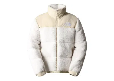 Pre-owned The North Face Men's  High Pile 600 Fill Recycled Waterfowl Down Nuptse Jacket In Gardenia White/grav
