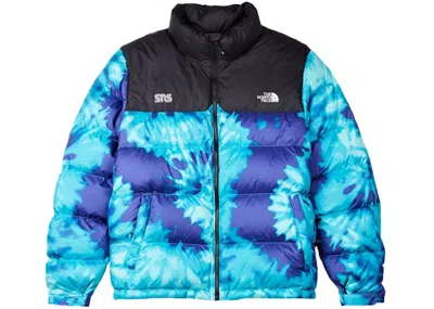 Pre-owned The North Face Men's  Sns Nuptse Jacket In Scuba Blue Tie Dye