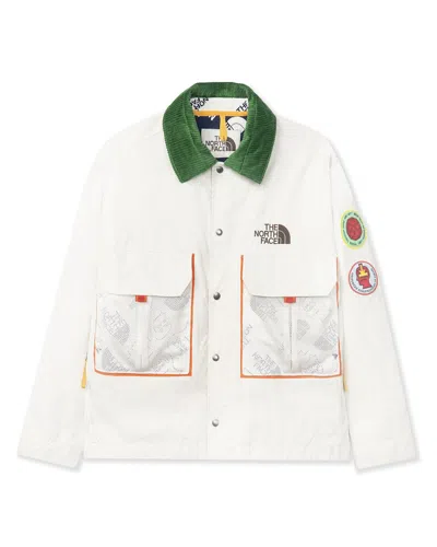 Pre-owned The North Face Men's  X Brain Dead 76 Oversized Mountain Chore Coat In Vintage White