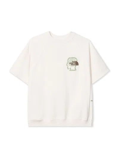 Pre-owned The North Face Men's  X Brain Dead Short Sleeve Climber Crewneck Sweatshirt Sweater In Vintage White