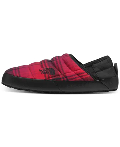 The North Face Men's Thermoball Traction Mule V Slippers In Tnf Red Yarn Dye Plaid,tnf Black