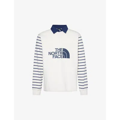 THE NORTH FACE THE NORTH FACE MEN'S WHITE DUNE WINDOW BLIND BRAND-PRINT RELAXED-FIT COTTON-JERSEY RUGBY SHIRT