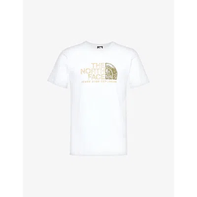 The North Face Mens White Rust Branded-print Cotton-jersey T-shirt