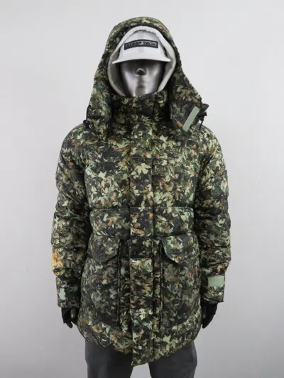 Pre-owned The North Face Mens 73  600-down Insulated Winter Parka Fallen Leaves Print In Misty Sage Fallen Leaves Print