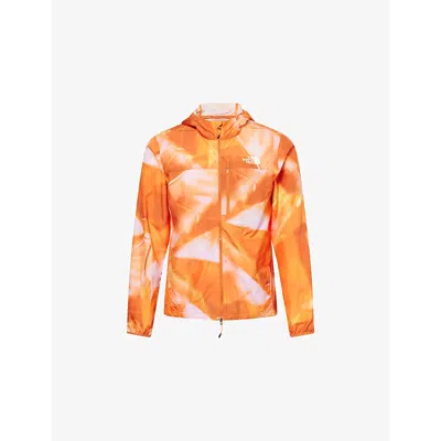 The North Face Mens Bright Orange Higher Run Wind Relaxed-fit Waterproof Jacket