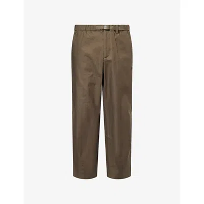 The North Face Mens Dark Green Belted Tapered-leg Cotton Trousers