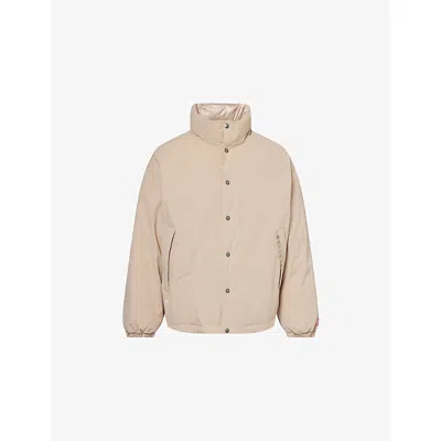 The North Face Mens Light Beige Relaxed-fit High-neck Shell-down Jacket Xl In Pink