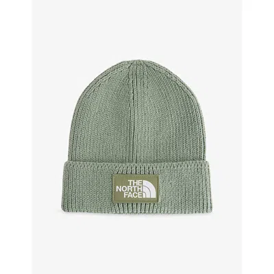 The North Face Mens Slate Moss/bark Mist Logo Box Ribbed Stretch-woven Beanie