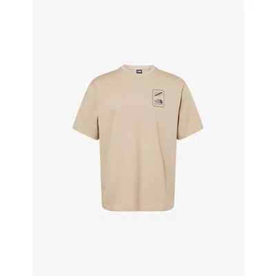 The North Face Mens Graphic-print Crewneck Cotton T-shirt Mushroom Grey Xs In Neutral