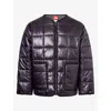 The North Face Black Red Box Liner Quilted Grid Pattern Jacket In Obsidian/obsidi