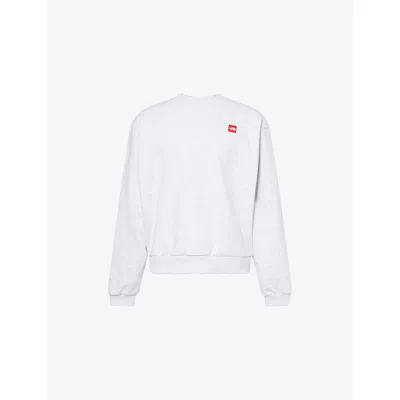 The North Face Mens Tnf Classic Grey Heathe Redbox Logo-patch Cotton-blend Sweatshirt Xxl In White