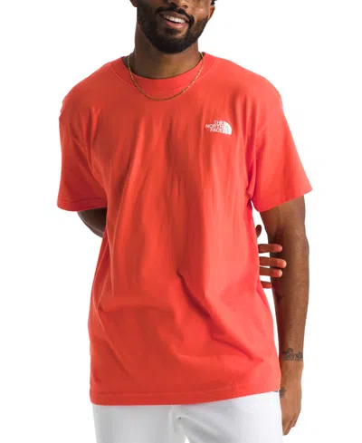 The North Face Men's Short Sleeve Evolution Box Fit Tee In Crimson Orange