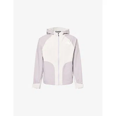 The North Face Mens  Logo-print Panelled Shell Rain Jacket In Ashes Of Roses Grey/tra