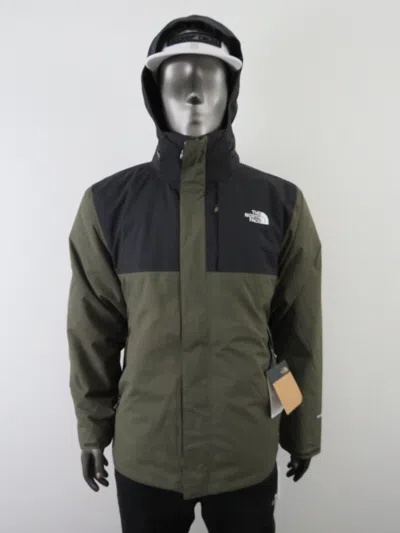 Pre-owned The North Face Mens  Monte Bre Triclimate Waterproof Rain Hooded Jacket - Green In New Taupe Green / Tnf Black / Tnf White Logo