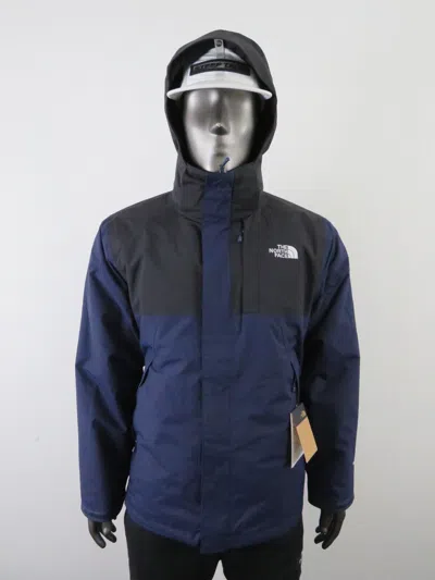 Pre-owned The North Face Mens  Monte Bre Triclimate Waterproof Rain Hooded Jacket - Navy In Summit Navy Blue / Tnf Black / Tnf White Logo