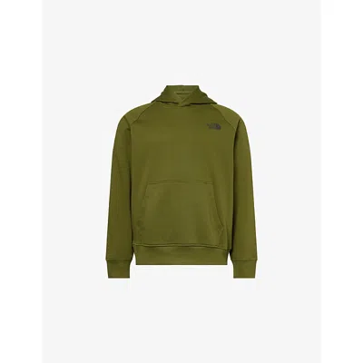 The North Face Mens Woodland Green/tnf Blac Raglan Box Logo-print Cotton-blend Hoody Xl