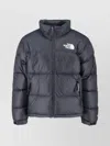 The North Face Quilted Black Down Jacket With High Collar And Detachable Hood In Blue