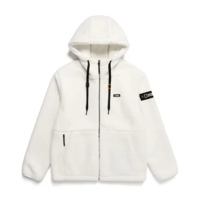 Pre-owned The North Face National Geographic Costoni Fleece Hooded Jacket N234ufj910 White Asian Fit