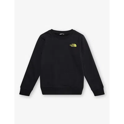 The North Face Kids' N Box Crew-neck Cotton-blend Sweatshirt 6-20 Years In Tnfblack/springgrn