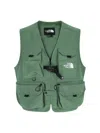 The North Face Sleeveless Mesh Buckle Front Pockets Jackets In Green