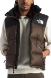 The North Face 1996 Retro Nuptse Vest In Smokey Brown/tnf Black