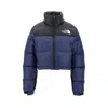 The North Face Down Jacket Nuptse Cropped Black In Blue
