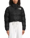 The North Face Short Down Jacket With Detachable Hood And Embroidered Logos In Black