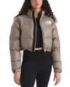 The North Face Nuptse Cropped Jacket In Brown