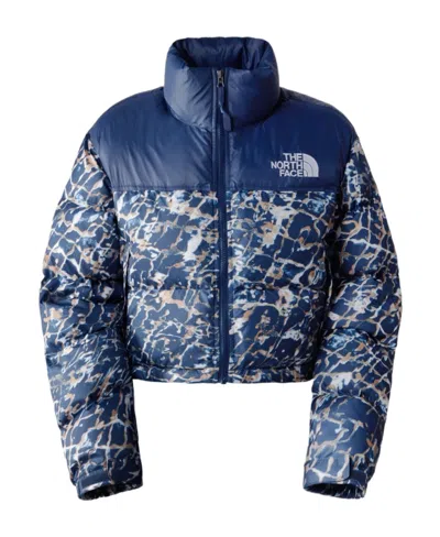 The North Face Nuptse Cropped Padded Jacket In Animal Print