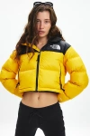 The North Face Nuptse Cropped Puffer Jacket In Gold, Women's At Urban Outfitters In Gold