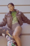 The North Face Nuptse Cropped Puffer Jacket In Taupe, Women's At Urban Outfitters