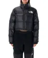 The North Face Ripstop Nylon Nuptse Cropped Down Jacket In Black