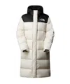 The North Face Hooded Drawcord Nuptse Parka Pockets In White
