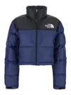 The North Face Down Jacket Nuptse Cropped Black In Blue