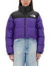 The North Face Nuptse Cropped Padded Jacket In Purple