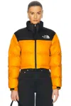 The North Face Nuptse Short Jacket In Summit Gold & Tnf Black