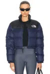 The North Face Nuptse Water Repellent 700 Fill Power Down Short Puffer Jacket In Summit Navy & Tnf Black