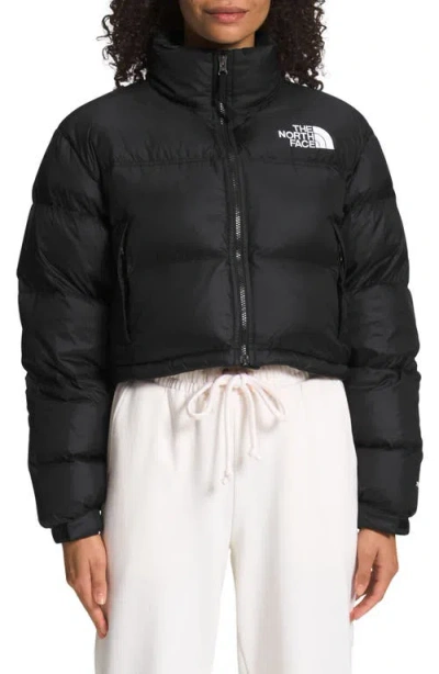 The North Face Nuptse Water Repellent 700 Fill Power Down Short Puffer Jacket In Black/black